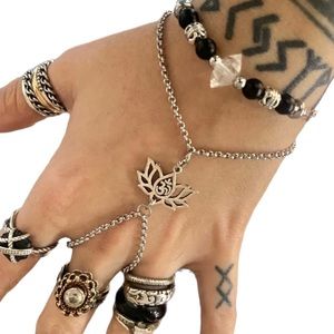 Boho crystal bracelets .Set of 2 ! Herkimer diamond & lotus flower om sign charm